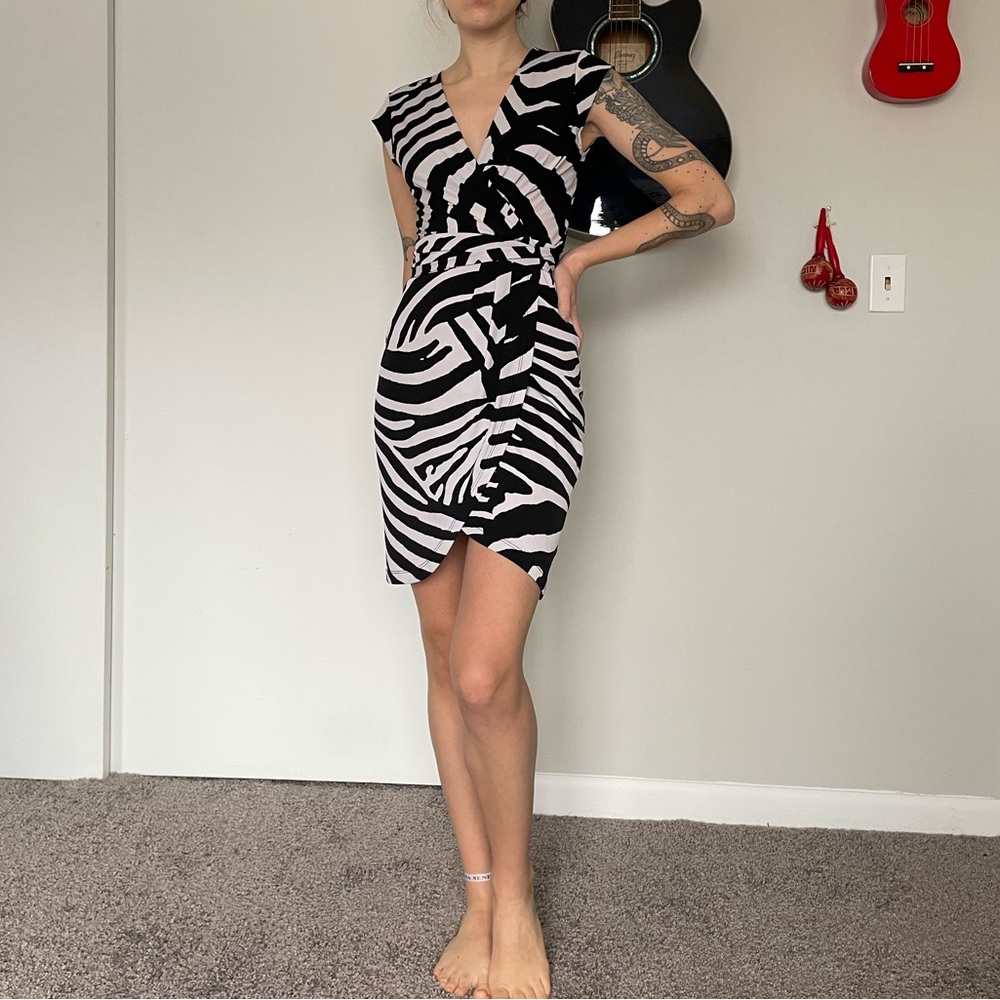 Wrap front leopard print dress